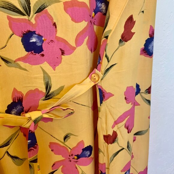 Roaman's V-Neck long summer dress SZ 24W Floral on apricot background NEW - Picture 6 of 8